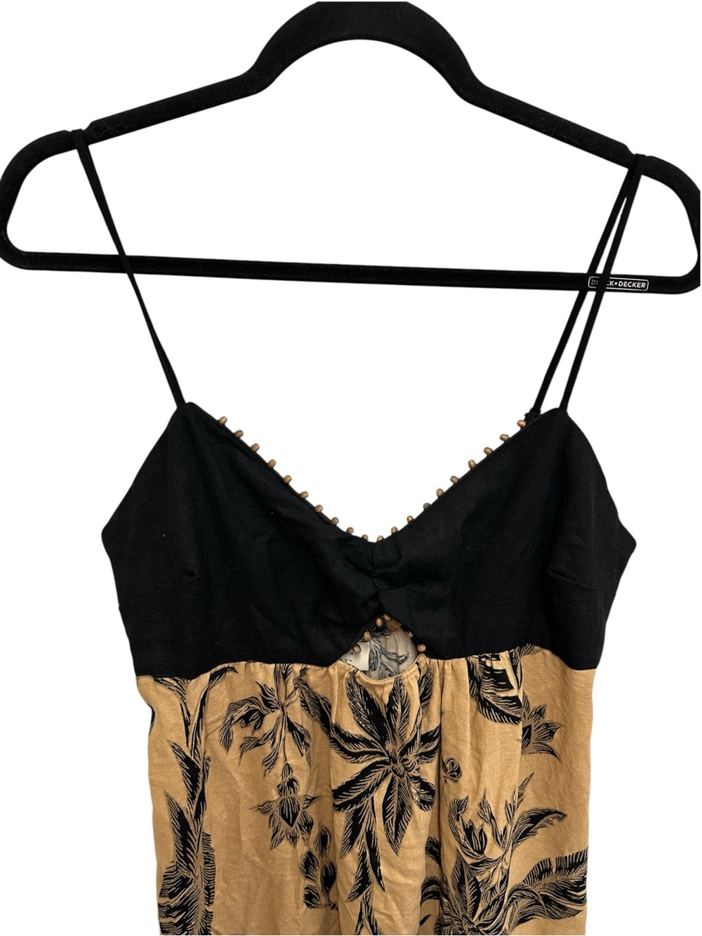 A New Day black tan tropical leaf print maxi dress with beaded trim Size M - Picture 8 of 11